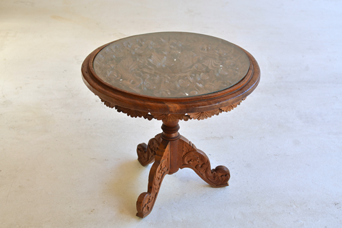 037 R  Wooden table carved